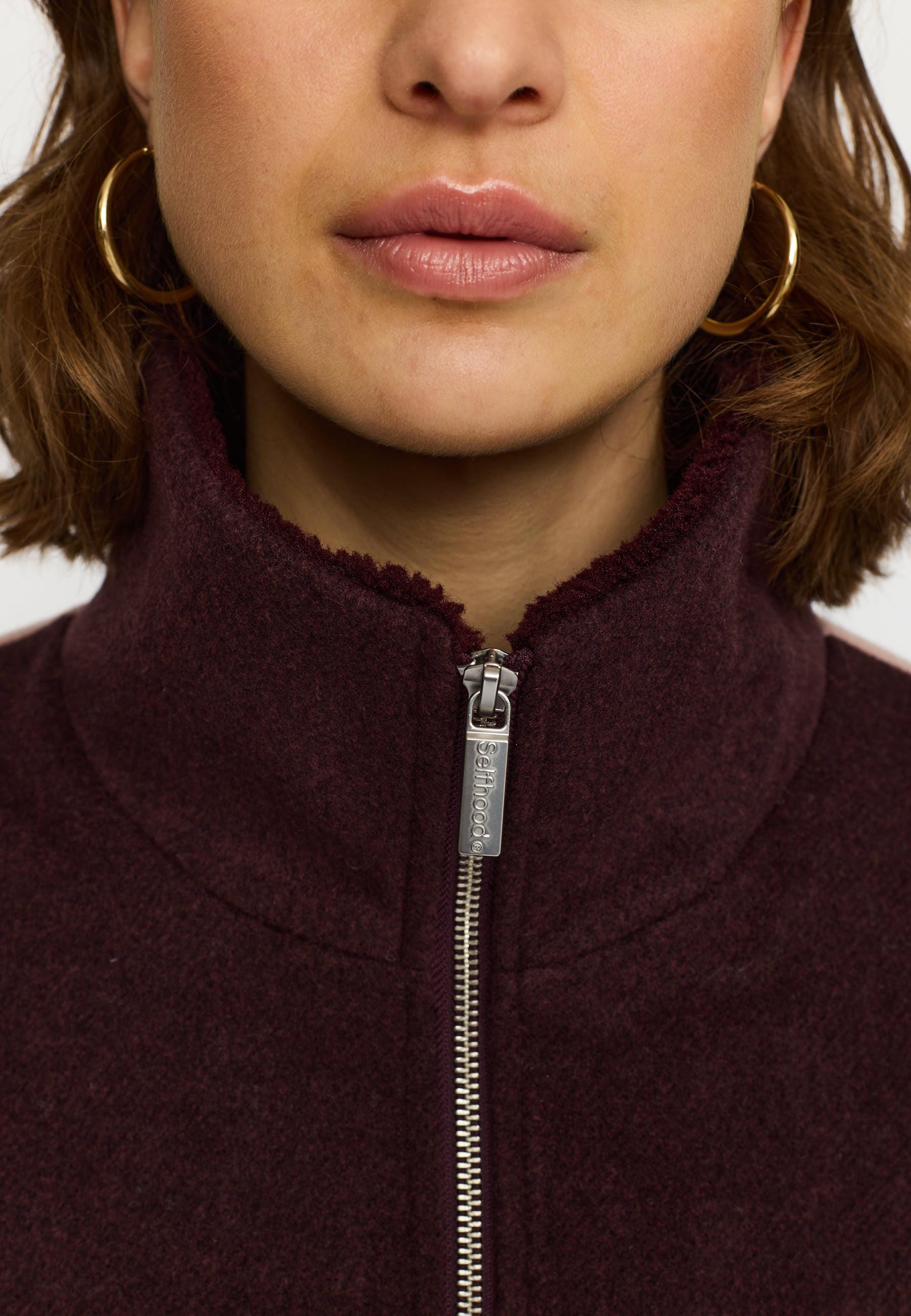 Selfhood Block Jacket Burgundy Damen Wollmix Jacke braun